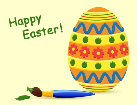 The painted Easter egg with the Brush, illustrationのイラスト素材