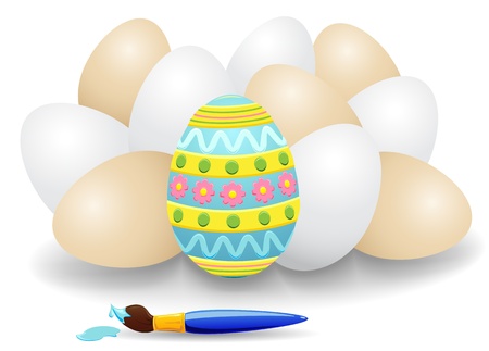 Painted Easter egg and brush, illustrationのイラスト素材
