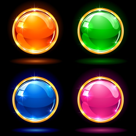 Set of colorful balls on dark background, illustrationのイラスト素材