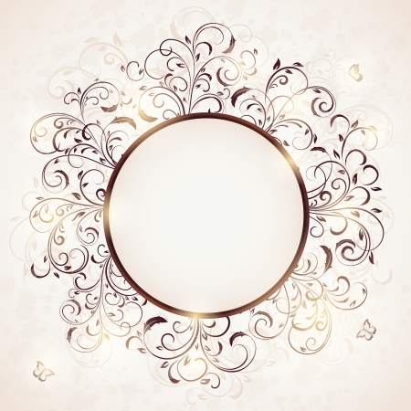 Abstract Floral ornament with butterfly for decor, Illustration.のイラスト素材