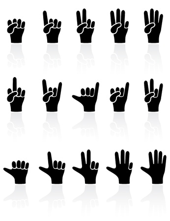 Set of black Hands icons on white background, illustrationのイラスト素材