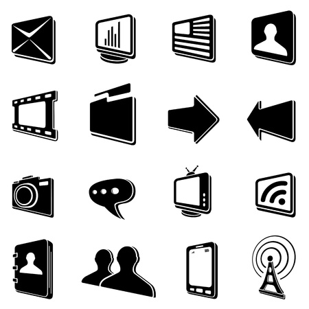 Set of black communication icons on a white background, illustrationのイラスト素材