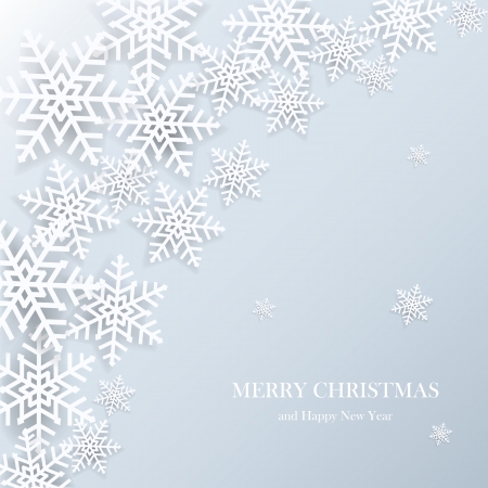 Illustration of white paper snowflakes on a blue background のイラスト素材