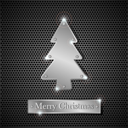 Iron Christmas tree on a dark background, illustration.のイラスト素材