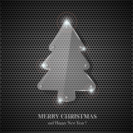 Glass Christmas tree on a dark background, illustration.のイラスト素材