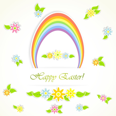 Paper Easter egg and flowers, illustrationのイラスト素材