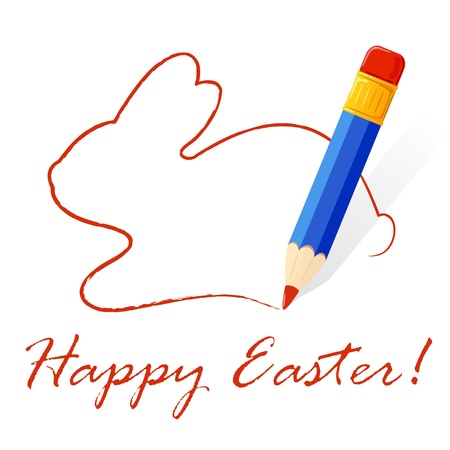 Easter rabbit drawn by a pencil, illustration. のイラスト素材