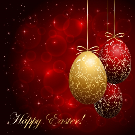 Three Easter eggs with decorative elements, illustration.のイラスト素材