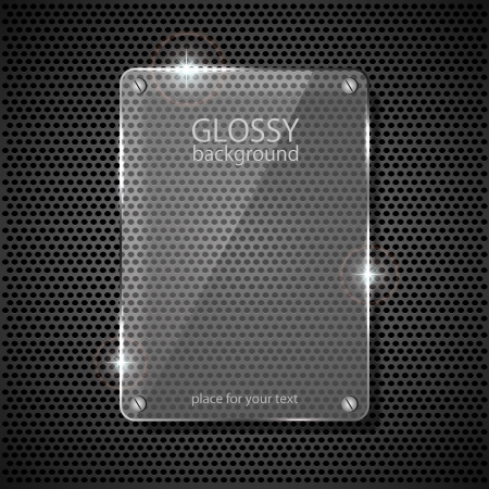 Glowing glass panel on a dark background, illustration. のイラスト素材