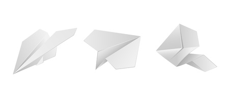 Set of paper airplane on white background, illustration のイラスト素材
