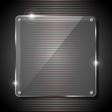 Glowing glass panel on a dark gray background, illustration  のイラスト素材