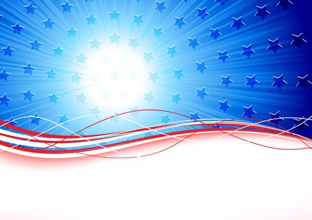 Independence day background with stars and lines, illustration のイラスト素材