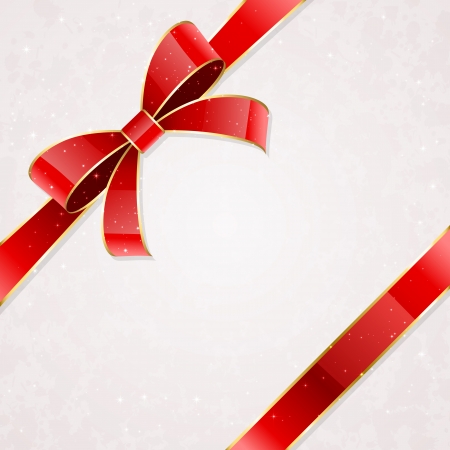 Holiday bow and ribbon on a packaging paper background, illustration.のイラスト素材