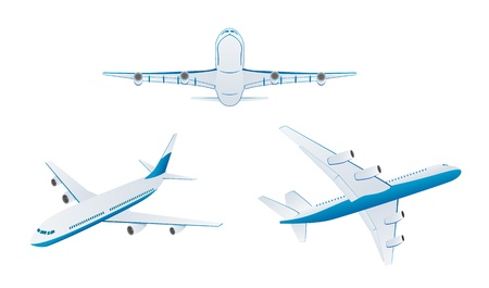 Set of airplanes isolated on white background, illustration のイラスト素材