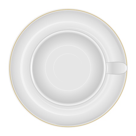 Empty coffee cup isolated on white background, top view, illustration のイラスト素材