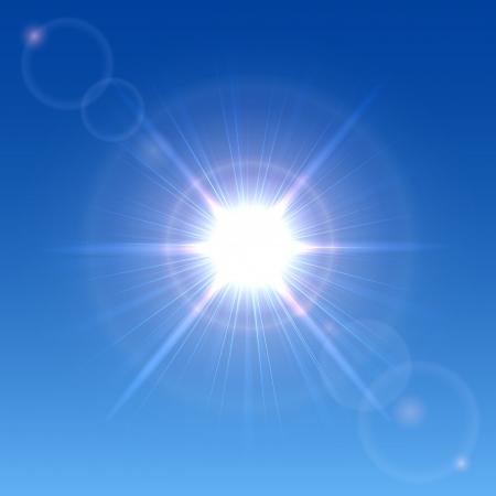 Sun shining in a clear blue sky, illustration のイラスト素材