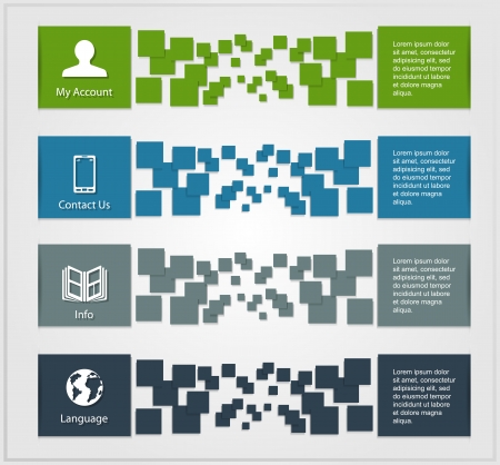 Set of colored infographic banners, can be used for diagram, vertical cutout lines, step up options, web template, illustration のイラスト素材