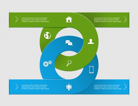 Modern business options banner, two circle infographics, can be used for diagram, circle cutout lines, step up options, illustration のイラスト素材