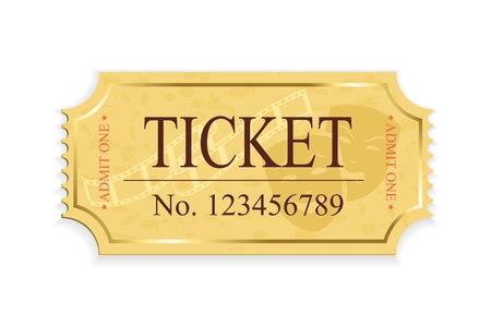 Old cinema ticket isolated on a white background, illustration のイラスト素材