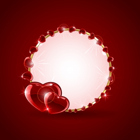 red valentines with circle from shining hearts, illustrationのイラスト素材
