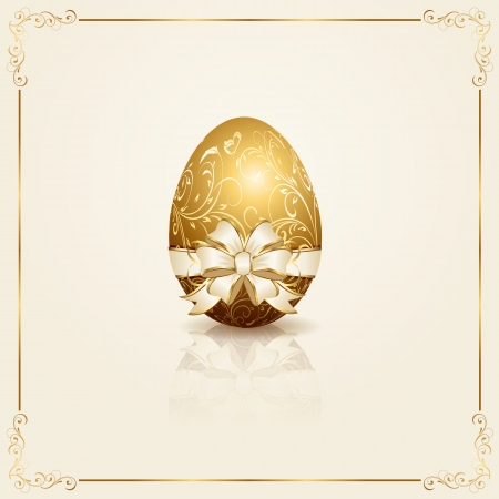 Easter egg with decorative elements and bow, illustration のイラスト素材