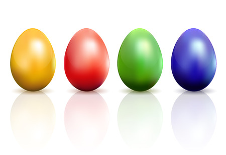 Set of colorful Easter eggs isolated on white background, illustration のイラスト素材