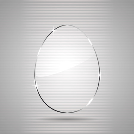Glowing glass panel in the form of Easter egg on a gray background illustration  のイラスト素材