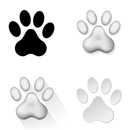 Set of icons with animal footprints on white background, illustration のイラスト素材