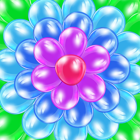 Holiday background with colorful balloons in the form of flower, illustration のイラスト素材