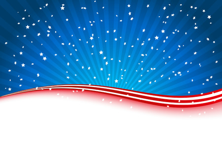 Independence day blue background with red lines and confetti, illustration のイラスト素材