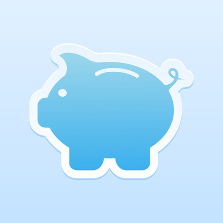 Paper moneybox in the form of pig on blue background, illustration のイラスト素材