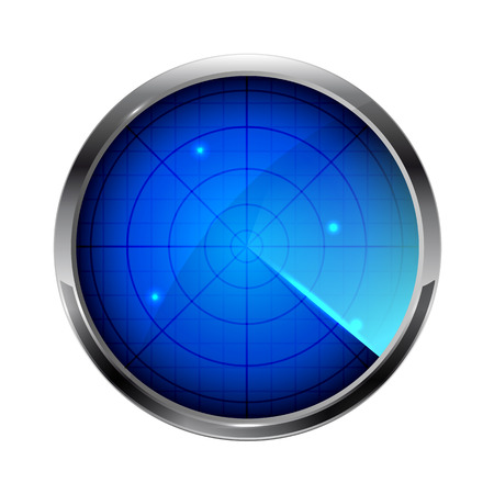 Blue radar icon isolated on white background, illustration.のイラスト素材