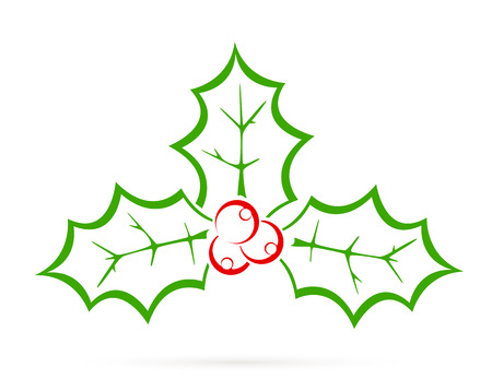 Holly berry isolated on white background, illustration.のイラスト素材