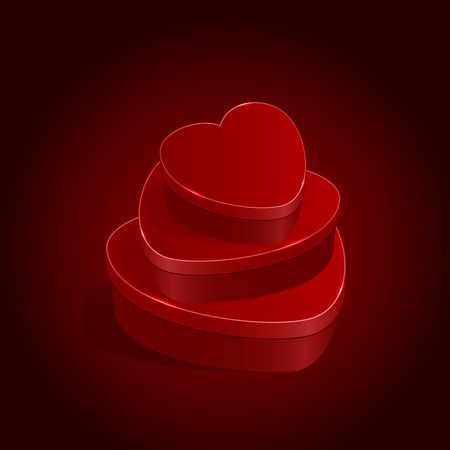 Presents in form of heart on red background, illustrationのイラスト素材