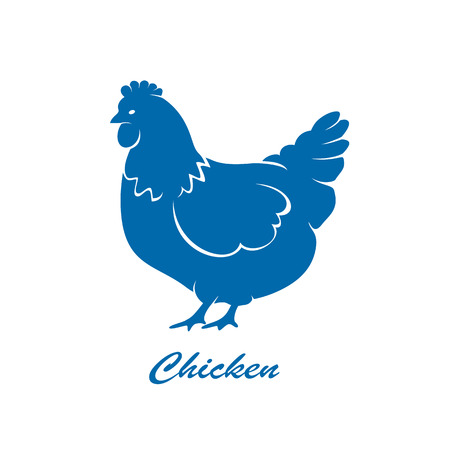 Blue icon of the hen isolated on white background, illustration.のイラスト素材