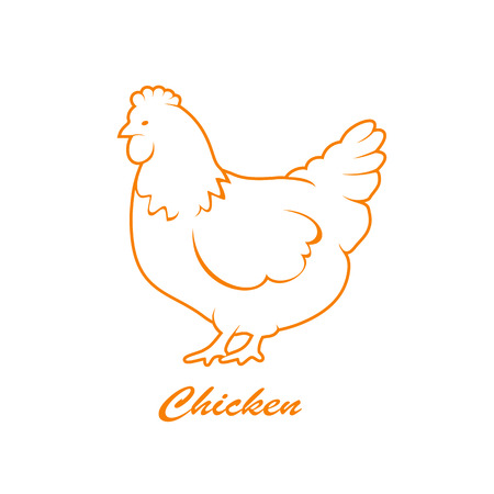 Orange icon of the hen isolated on white background, illustration.のイラスト素材