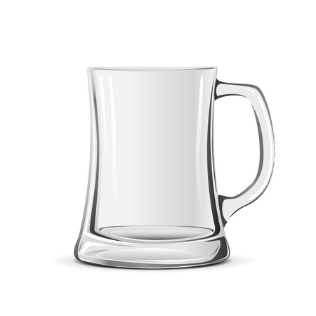 Empty transparent beer mug isolated on white background, illustration.のイラスト素材