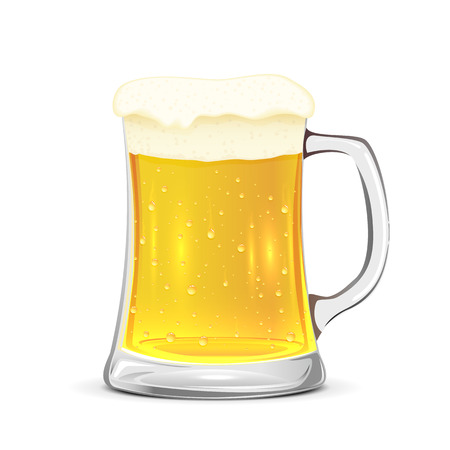 Glass mug of beer isolated on white background, illustration.のイラスト素材