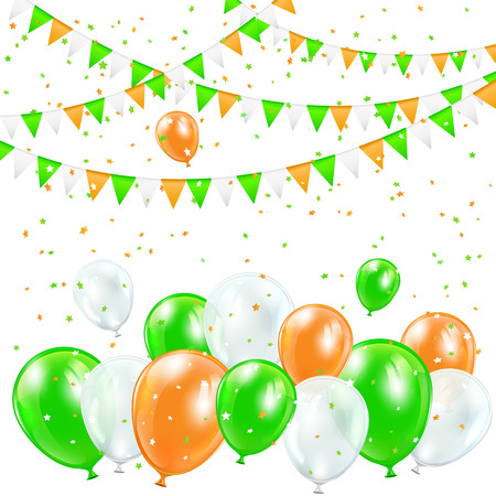 Patricks day background with colorful balloons, pennants and confetti, illustration.のイラスト素材