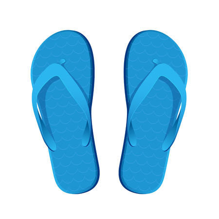 Blue flip flops isolated on white background, illustration.のイラスト素材