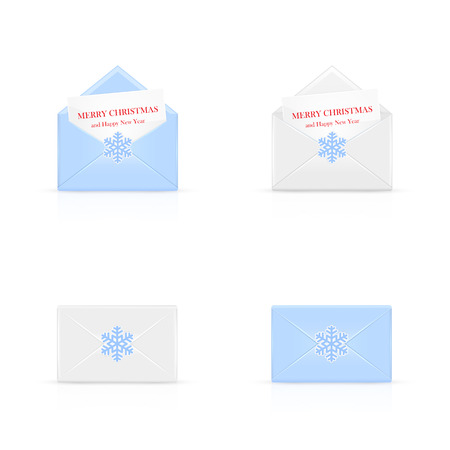 Set of Christmas envelopes with card and snowflakes, illustration.のイラスト素材