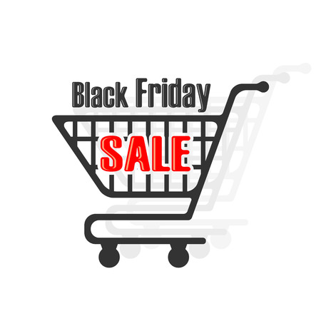 Black Friday icon with cart and inscriptions, illustration.のイラスト素材
