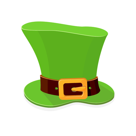 Green hat of leprechaun for Patrick Day on white background, illustration.のイラスト素材