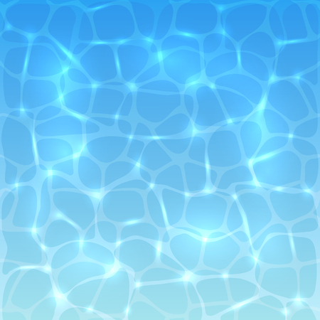 Sea or ocean water background with sun reflections. Blue water surface of the pool with ripples, illustration.のイラスト素材