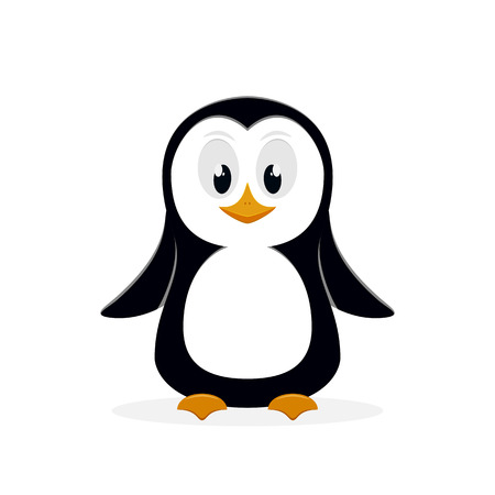 Little cute penguin isolated on white background vector, illustration.のイラスト素材