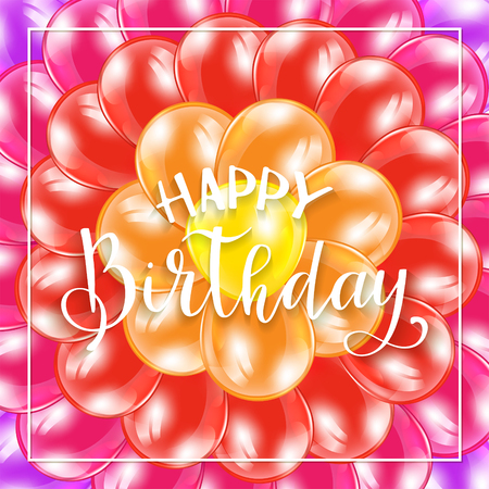 Text Happy Birthday on background from colorful balloons, illustration.のイラスト素材