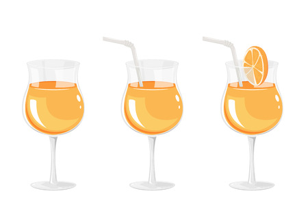 Set of orange cocktails in a glasses isolated on white background, illustration.のイラスト素材
