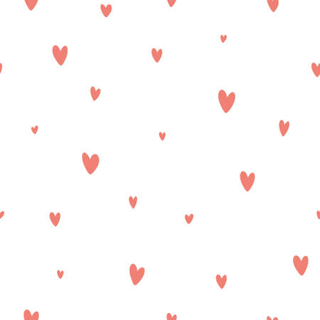 Retro pattern with pink hearts on white background. Valentine's day backgrounds. Illustration can be...