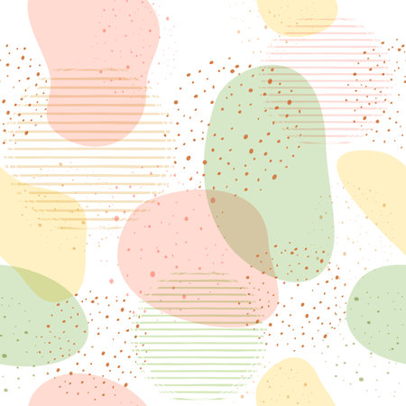 Seamless pattern with abstract shapes. Geometric modern design with dots and lines in pastel color. Illustration for paper, cover, fabric, textile, interior decor and other users.のイラスト素材