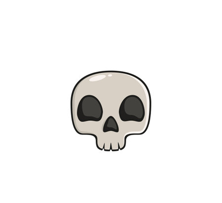 Funny cartoon skull isolated on white background. Image of skull icon for web design or Halloween decoration. Illustration is for holiday, posters, cards, banners, clothing design, tattooのイラスト素材